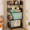 Estante de Chão Prateleira de Armazenamento Lateral de Mesa Multicamadas Prateleiras Móveis para Armazenamento de Livros com Rodas Carrinho Pequeno Estante de Escritório