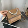 Bolsa Feminina Transfronteiriça Nicho Versátil Nova Bolsa de Mão com Contas Moda Sensação de Alto Padrão Estampada Animal Print Bolsa de Ombro Transversal