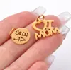 Colgante pequeño de acero inoxidable europeo y americano hueco letra inglesa I LOVE MOM redondo letra LOVE hueca accesorios de pata de perro