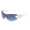 Gafas de Sol Estilo Europeo y Americano, Protección Solar, Gafas de Sol de Moda para Hombres, Estilo de Celebridad de Internet de Gama Alta, Gafas sin Marco Huecas de una Sola Pieza en Forma de Corazón para Mujeres, Al por Mayor