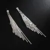 Pendientes de diamante europeos y americanos diseño de dos capas borla larga pendientes de novia pendientes fabricantes femeninos al por mayor E686