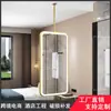 Espejo Colgante de Aleación de Aluminio con Esquinas Cuadradas Redondeadas, Espejo de Maquillaje, Espejo Suspendido, Espejo de Baño para Casas de Huéspedes y Hoteles, Espejo Iluminado
