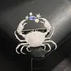 Estilo Minimalista Transfronterizo Europeo y Americano Broche Creativo de Animal Cangrejo Pequeño Moda Pin Completamente de Diamante Exquisito Accesorio para Traje Bolsa