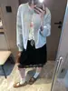 Moqie Songchi Bloque Estilo Coreano Cuello Redondo Simple Holgada Versátil Petite Chaqueta Corta Exterior MQ2021