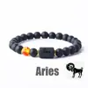 Pulsera con Cuentas de Piedra Natural Zodiacal de Amazon Transfronteriza Doce Signos del Zodiaco Ojo de Tigre Piedra con Imagen Pulsera Venta al por Mayor