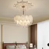 Lustre de sala de estar de luxo leve e elegante estilo francês, lustre de cristal de quarto na cor creme, luminária de jantar nova de alta qualidade na cor rosa
