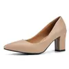 Zapatos de vestir de moda para mujer, tacón grueso, nueva colección otoño 2026, zapatos de trabajo de punta fina, apertura baja, estilo slip-on, tacones altos coreanos, diseño simple
