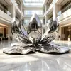 Escultura de Acero Inoxidable Pulido Espejo de Loto Personalizada para Vestíbulos de Hoteles, Oficinas de Ventas y Centros Comerciales como Decoraciones de Fuente de Agua