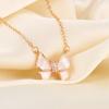 Colar Feminino Borboleta Branco Pérola do Mar Microincrustado, Estilo Coreano, Elegante e Moderno, Item Popular de Live Stream, Corrente de Pescoço de Alta Qualidade com Laço Ol