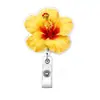 Amazon Cross-Border Suporte Retrátil para Crachá Flor Rosa Acrílico Clipe Retrátil para Crachá Médico Cordão de Puxar Atacado
