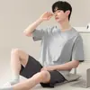 Pijamas de Verano para Hombre, Shorts de Manga Corta de Verano, Ropa para el Hogar, Trajes Deportivos Casuales Frescos, Delgados, Sueltos, Venta al por Mayor