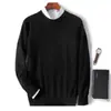 Nuevo Suéter de Cachemira para Hombre Otoño e Invierno 2023, Suéter de Lana de Punto Grueso con Cuello Redondo, Camisa Base Casual de Negocios para Jóvenes