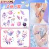 Pegatinas de dibujos animados con purpurina, pegatinas de tatuaje de cristal brillante para mujer, impermeables, de larga duración, con diseño de mariposa para brazo de niño, desechables y con bonito patrón.