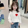 Camiseta Casual de Algodón con Dibujos Animados para Niños, Nuevo Estilo Primavera y Otoño, Versátil Holgada de Manga Larga Versión Coreana para Niñas, Camiseta Básica de Moda