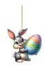 Colgante de Acrílico para Coche de Conejo de Pascua Transfronterizo, Decoración Creativa de Colgante para Bolso con Temática de Huevo de Pascua