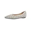 Zapatos planos de pedrería estilo francés para mujer, nuevo modelo de verano 2026, punta cuadrada plana, estilo elegante y maduro, adecuados para ir al trabajo y combinar con faldas