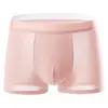 Roupa Íntima Masculina Plus Size Fina Cor Sólida Respirável Boxer Shorts Esportivos Masculinos Cueca de Quatro Cantos Atacado Transfronteiriço