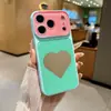 Espejo de corazón con bloques de color estilo europeo aplicable para funda de teléfono Apple 17promax iPhone18pro cobertura completa 16/15