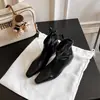 Botines de cuero para mujer de 5 cm de altura, Botas Martin adelgazantes estilo francés, Botas de vaquero occidentales de punta fina, Botines Chelsea con corte en V