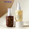 Botella pulverizadora de vidrio redonda, corta y ancha de 30 ml en stock, con hombros planos y bomba de presión para dispensar tónico, cuidado de la piel y cosméticos