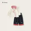 Ropa para Niños Bangxuan Otoño Nuevo Estilo Ropa para Bebé Niña Sudadera Dulce de Lunares y Jeans Conjunto de Dos Piezas para Niñas