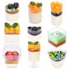 Copa de Pudín Copa de Mousse de Gelatina Mesa de Postres Vaso Desechable de Plástico Transparente Cuadrado Mini Caja Creativa con Tapa