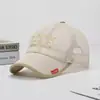 Gorra de Malla Transpirable para Hombre de Comercio Exterior Transfronterizo, Gorra Casual con Protección Solar con Bordado Personalizado de Etiqueta Roja Pequeña, Gorra de Béisbol