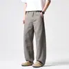 2026 Novos Calças Casuais Masculinas em Lyocell Tencel de Cintura Alta Soltas de Perna Larga Retas Estilo Japonês Preguiçoso Versátil Calças Longas