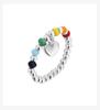 Anillo de cuentas de arcoíris de Yang Mi, diseño para mujer, Niche 2202, anillo de dedo con carita sonriente y color de sentido avanzado