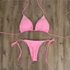 Conjunto de Bikini Triángulo Halter para Mujer Lado de Atar Acolchado Dos Piezas Traje de Baño Cierre de Cordones Talla Única para PP-XG Ropa de Playa