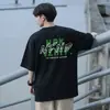 Camiseta Estampada Pesada de Manga Curta Tendência Americana Masculina e Feminina Marca Tendência Versátil Gola Redonda Personalidade Casual Solta Verão Algodão Puro