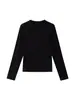 Camiseta de manga larga para mujer de mezcla de lana con dobladillo enrollado relajado, nueva colección otoño/invierno 2026, corte ajustado, favorecedora, casual, top versátil