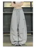 Directamente del fabricante: Pantalones de chándal de estilo americano con doble cintura, diseño plisado unisex, pantalones holgados de pierna ancha hasta el suelo