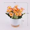 Conjunto de flores artificiais nórdicas, vaso de plástico, decoração de vaso de flores falsas, planta crisântemo coreano bonsai em vaso, decoração de mesa para casa
