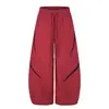 Calça casual esportiva de perna larga com barra curva color block para homens e mulheres, da marca americana de moda de rua, coleção outono 2026, corte solto