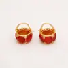 Pendientes Originales de Linterna Roja con Piedra Ojo de Gato, Nuevos Pendientes Festivos de Año Nuevo Estilo Chino, Pinzas para Orejas de Moda Estilo Chino