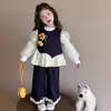 Conjunto de 3 Peças Floral para Meninas Primavera e Outono 2026 Novo Estiloso Fashionável Roupa de Primavera Infantil para Bebês Início da Primavera
