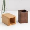 Porta Plumas de Madera Disponible en Dos Colores, Madera de Haya y Nogal Venta al por Mayor Suministros de Oficina Sencillos Porta Plumas Cuadrado de Madera Multifuncional