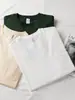 Camiseta de algodón peinado de manga corta con cuello redondo, marca de moda estilo americano, 230g, camiseta básica de color liso simple y versátil, top casual holgado