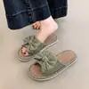 2026 Nuevas y Modernas Pantuflas de Lino para Mujer para Cuatro Estaciones, Sandalias Cómodas Transpirables Antideslizantes para Interior con Lazo