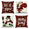 Funda de almohada navideña más vendida transfronteriza con estampado festivo de Papá Noel, funda de almohada para decoración del hogar, venta al por mayor directa del fabricante