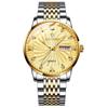 Reloj de cuarzo nuevo de moda con correa de acero y doble calendario para hombre, resistente al agua, luminoso, con explosión, automático y dominante.