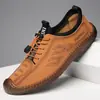 Mocasines de Cuero para Hombre Transfronterizos, Zapatos Casuales de Moda con Cordones y Suela Suave, Versátiles y Elegantes
