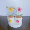 Bud de Flor Margarida Simples Crochê Feito à Mão Lã em Vaso Presente de Natal Decoração de Casa Enfeites de Mesa Atacado