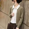 2026 Top de Punto Falso de Dos Piezas para Mujer Casual Adelgazante Manga Larga POL0 Cárdigan Gris Camello Avena