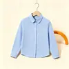 Nova Camisa de Manga Longa para Meninos Camisa de Manga Longa Infantil para Meninas Primavera e Outono Tecido Oxford Estilo Universitário Confortável Versátil Amigável à Pele Macia