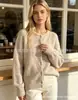 Cárdigan de punto redondo suave y acogedor estilo europeo y americano para mujer, nuevo modelo de otoño e invierno, corte holgado, hombros caídos, de un solo pecho, abrigo suéter de color liso