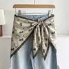 Pañuelo Triangular Cabeza Árbol de Coco Verde Francés para Mujer Estilo Pastoral Primavera Otoño Cubre Trasero Cinturón de Cintura Adorno para la Cabeza Protección Solar Bufanda de Seda Chal