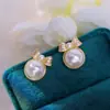 Pendientes de Tachuela de Circonita de Nuevo Estilo Transfronterizos para Mujer, Pendientes de Moda Coreana de Gran Venta, Joyería para Mujer al por Mayor, Pendientes de Perlas de Agua Dulce de Zhuji