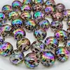 Acrílico 16mm Revestido com UV Transparente Estampa de Leopardo Contas Redondas DIY Feito à Mão Bolsa para Caneta com Contas Pingente Corrente para Celular Acessórios de Joalheria